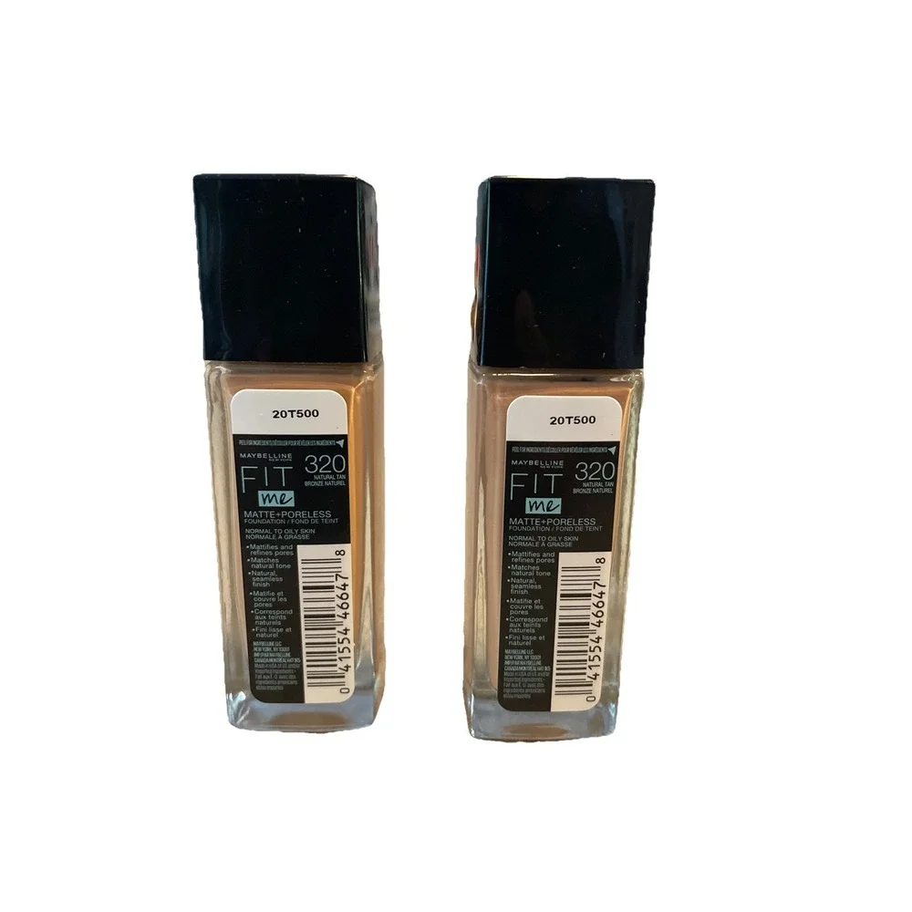 2PACK Maybelline Fit Me Foundation Matte + Poreless Shade‎ 320 Natural Tan 1oz